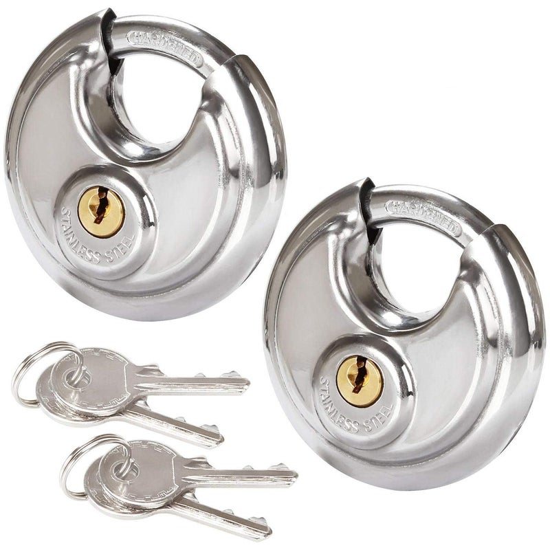 STARVAST 2 Pcs Discus Locks Stainless Steel Round Padlock Heavy Duty Rustproof Disc Padlock by STARVAST, 2-3/4 in. Wide (Keyed Different) - Image 1